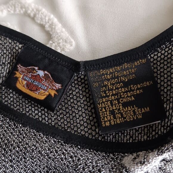 VINTAGE  Harley-Davidson Silver/Black Mesh Tank Top XS - Picture 9 of 10